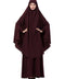 Elegant Wine Kashibo Abaya With Khimar Combo