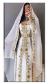 White Georgette Zari Work Party Wear Kaftan - Stitched