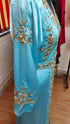 Cyan inner light gold color luxurious Full Sleeves Handmade Moroccan Kaftan.