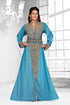 Cyan & White color luxurious Full Sleeves Handmade Moroccan Kaftan .