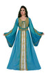 Cyan & white color luxurious Handmade Moroccan Kaftan with hijab