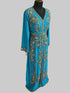 Cyen color luxurious Full Sleeves Handmade Moroccan Kaftan.