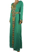 Teal Georgette Embellished Work Kaftan Dress