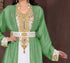 Dark-Green & White color luxurious Full Sleeves Handmade Moroccan Kaftan .