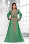 Dark Green & White color luxurious Full Sleeves Handmade Moroccan Kaftan .