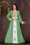 Dark-Green & White color luxurious Full Sleeves Handmade Moroccan Kaftan .
