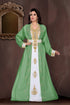 Dark-Green & White color luxurious Full Sleeves Handmade Moroccan Kaftan .