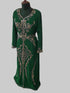 Dark Greencolor luxurious Full Sleeves Handmade Moroccan Kaftan.