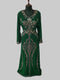 Dark Greencolor luxurious Full Sleeves Handmade Moroccan Kaftan.
