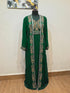 Dark Green color luxurious Full Sleeves Handmade Two Piece Jacket Style Moroccan Kaftan.