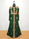 Bottle Green Diamond Design Luxurious Moroccan Kaftan with Sun-proof hijab.