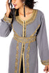 Gray and Black luxurious Moroccan Kaftan With Sun-proof hijab.