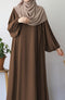 Modest Brown Abaya with Puff Sleeves