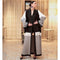 Elegant Multi-Color Tiered Front-Open Abaya with Elasticated Sleeves in Firdaus Fabric