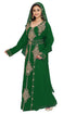 Dark Green color luxurious Full Sleeves Handmade Moroccan Kaftan Style Embroidered zari work hijab