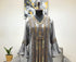 Grey luxurious Bell Sleeves Moroccan Kaftan With Sun Proof Hijab.