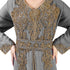 Grey color luxurious full sleeves Handmade Moroccan Kaftan with Sun-proof hiijab.
