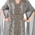 Grey color luxurious Long Sleeves Handmade Moroccan Kaftan Embroidered zari work hijab