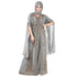 Grey color luxurious Long Sleeves Handmade Moroccan Kaftan Embroidered zari work hijab