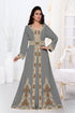 Gray color luxurious Full Sleeves Handmade Moroccan Kaftan.