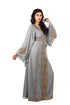 Elegant Light Grey Moroccan Kaftan with Gold & Copper Beadwork | Luxury Event Dress