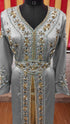 Grey inner light gold color luxurious Full Sleeves Handmade Moroccan Kaftan.