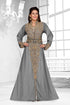Grey & White color luxurious Full Sleeves Handmade Moroccan Kaftan .