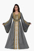 Grey & white color luxurious Handmade Moroccan Kaftan with hijab