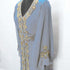 Elegant Light Grey Moroccan Kaftan with Gold & Copper Beadwork | Luxury Event Dress