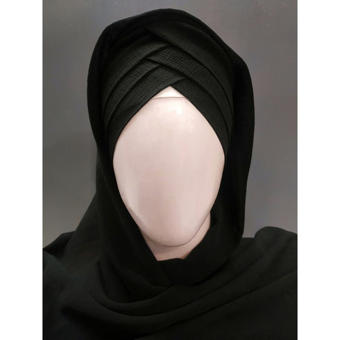 Black Turban Style Georgette Hijab