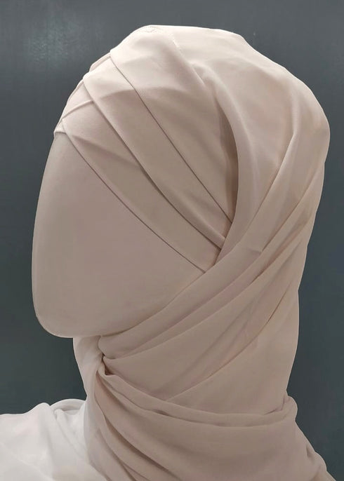 nazneen 3-layer turban hijab stitched light pink