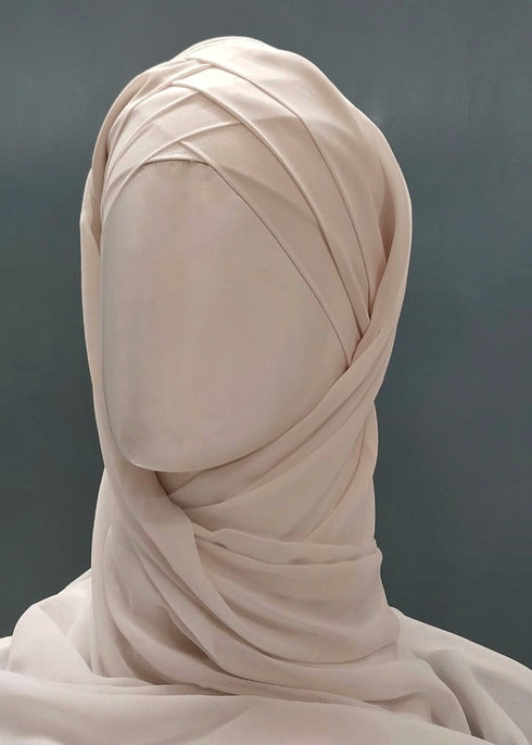 nazneen 3-layer turban hijab stitched light pink