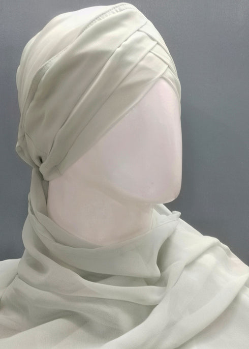 nazneen 3-layer turban style hijab - light grey georgette