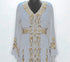 Elegant Light Grey Moroccan Kaftan with Gold & Copper Beadwork | Luxury Event Dress