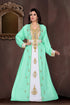 Sea-Green & White color luxurious Full Sleeves Handmade Moroccan Kaftan .