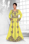 Yellow color luxurious Full Sleeves Handmade Moroccan Kaftan .