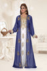 Navy Blue & White color luxurious Full Sleeves Handmade Two Piece Jacket Style Moroccan Kaftan.