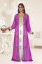 Purple & White color luxurious Full Sleeves Handmade Two Piece Jacket Style Moroccan Kaftan.