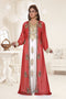 Red & White color luxurious Full Sleeves Handmade Two Piece Jacket Style Moroccan Kaftan.