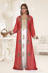 Red & White color luxurious Full Sleeves Handmade Two Piece Jacket Style Moroccan Kaftan.
