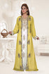 Yellow & White color luxurious Full Sleeves Handmade Two Piece Jacket Style Moroccan Kaftan.