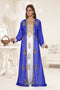 Royal Blue & White color luxurious Full Sleeves Handmade Two Piece Jacket Style Moroccan Kaftan.