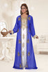 Royal Blue & White color luxurious Full Sleeves Handmade Two Piece Jacket Style Moroccan Kaftan.