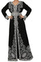 Elegant Black Georgette Moroccan Kaftan with Intricate Silver Zari & Stone Work