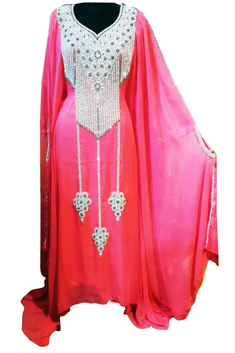 Rani Beads and Stone Work Georgette Hand Stiched Arab Moroccan Kaftan