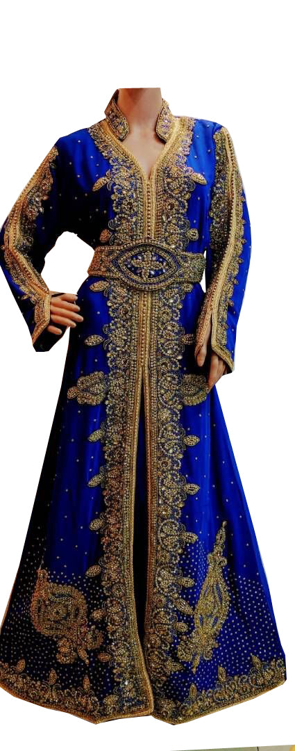 Ink Blue Georgette Zari Work Kaftan