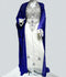 Royal Blue White Beads and Stonework Moroccan Jacket Kaftan with Sun-proof hijab.