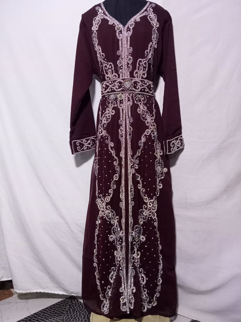 Brown Zari & Hand work Georgette Morocco style Kaftan wedding wear