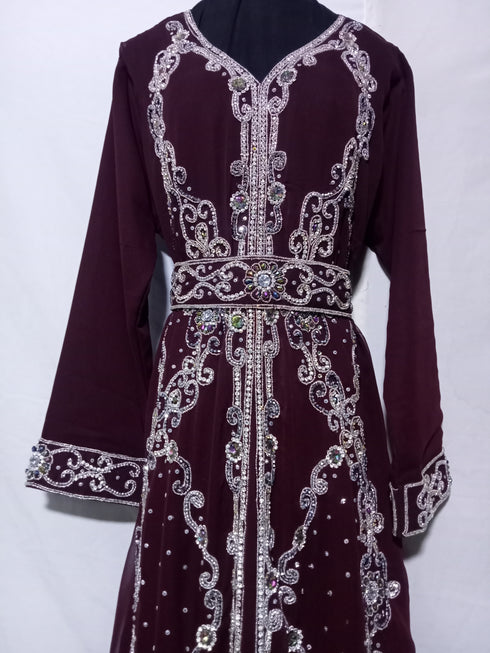 Brown Zari & Hand work Georgette Morocco style Kaftan wedding wear