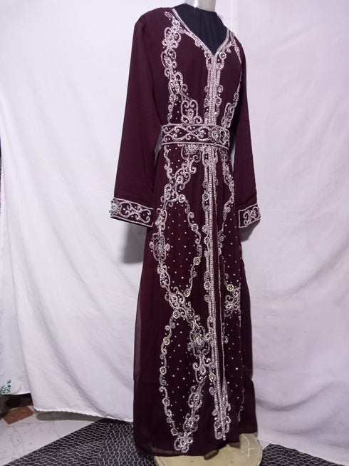 Brown Zari & Hand work Georgette Morocco style Kaftan wedding wear
